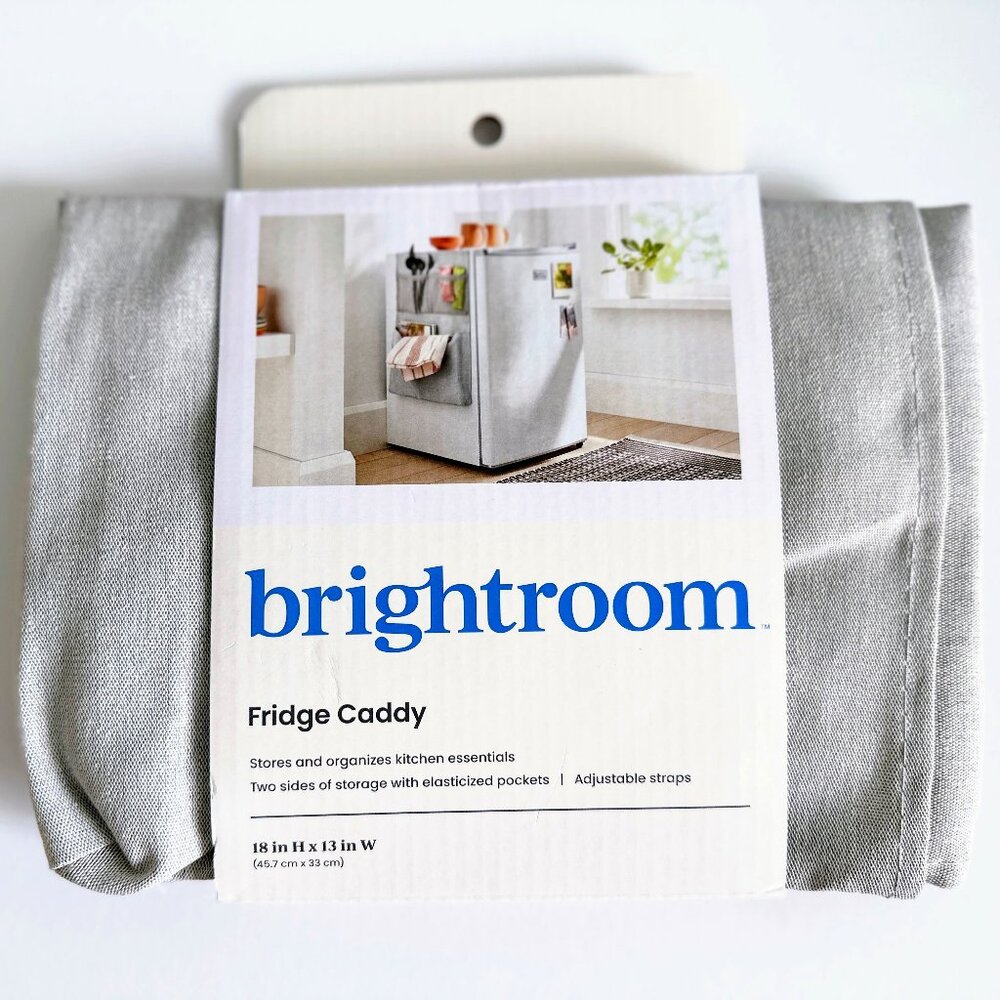 BRIGHTROOM Grey Over the Door Fridge Caddy Kitchen Accessory Storage NWT